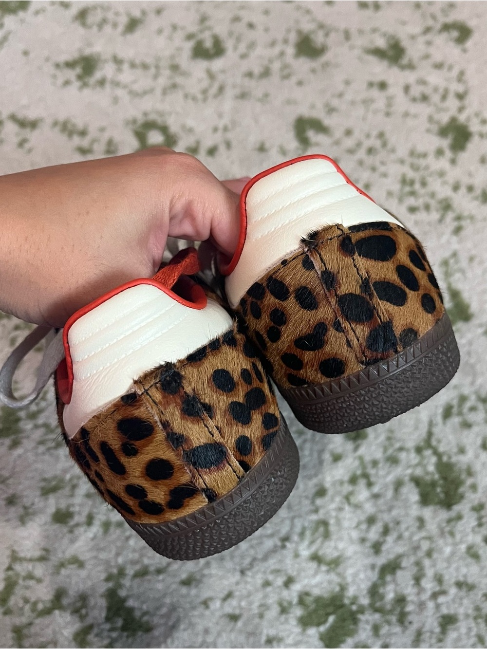 adidas Leopard Print Sneakers with White Stripes and Red Lining - Picture 2 of 6